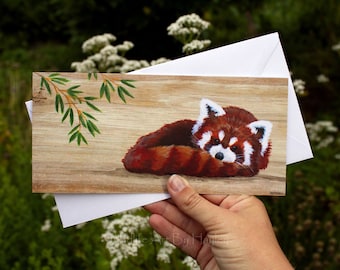 Red panda greetings card, animal art card