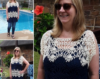 Crochet Lace Tunic, Swimsuit Cover-up, One Size, Made-To-Order