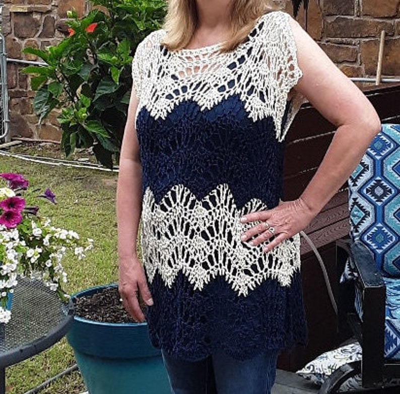 Crochet Lace Tunic, Swimsuit Cover-up, One Size, Made-To-Order image 2