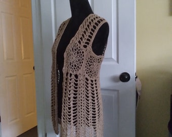 Custom Boho Crochet Vest, Made-to-Order, Ladies Vest, Hippy Vest