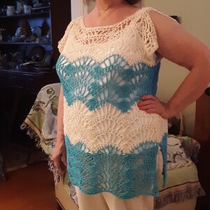 Crochet Lace Tunic, Swimsuit Cover-up, One Size, Made-To-Order image 3