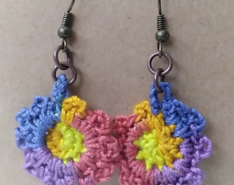 French Hook Flower Earrings, Crochet Earrings