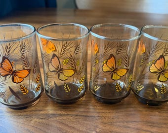 Libbey Monarch Butterfly and Wheat Juice Glasses