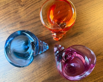 Vintage Sommerso Effect Conch Shaped Glass Trio