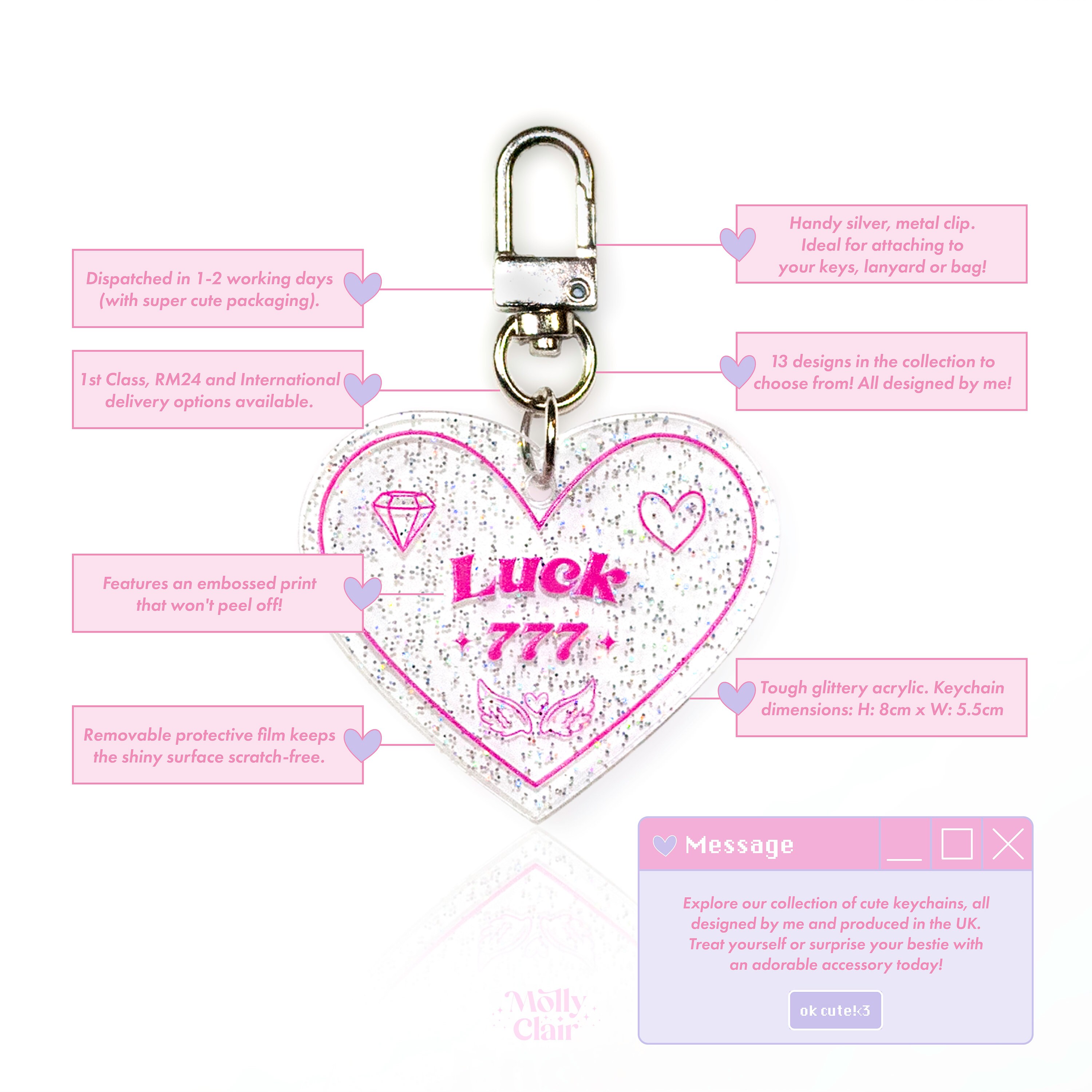 777 Angel Number Keychain: Clear Acrylic Lucky Charm - Etsy