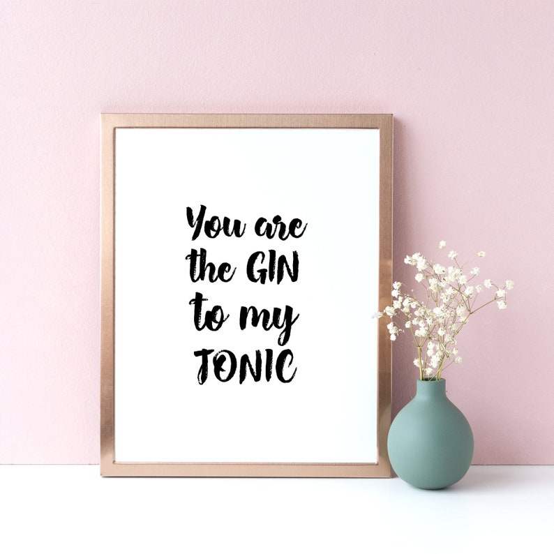 Botanical Gin Print Set of 2 Gin Quote Kitchen Art Hendricks Gin Wall Art Gift