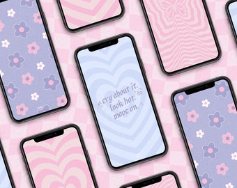 Wallpapers, Set of 4 Wallpaper Download, Phone Wallpaper, iPhone Wallpaper, Y2K Aesthetic, Pink Vibes, Cute Wallpapers, Aesthetic Wallpaper