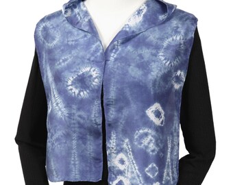 Silk satin scarf created with silk dyes and the Shibori Ori Nui technique, sea creatures, made in the US
