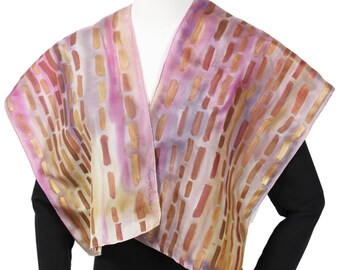 Hand-painted Habotai silk scarf, abstract silk scarf, silk scarf hand-painted in the US, gift for her