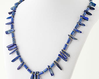18" inch necklace, Lapis Lazuli chips and tubular beads