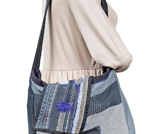 Hand-made up-cycled jeans bag, hand-made denim bag, bag hand-made in the US, gift for her