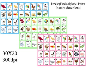 Cartaz do alfabeto persa-farsi