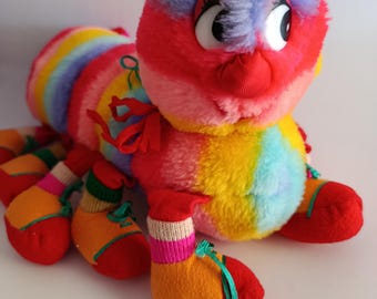 Vintage 1984 Lots a Lots a Legs Plush Rainbow Caterpillar 12"