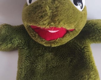 Pluszowa pacynka Jima Hensona w stylu vintage Baby Kermit the Frog Muppet Show