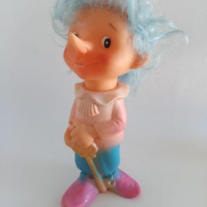 Vintage 70s Russian USSR Buratino Pinocchio Rubber Toy 10&quot;