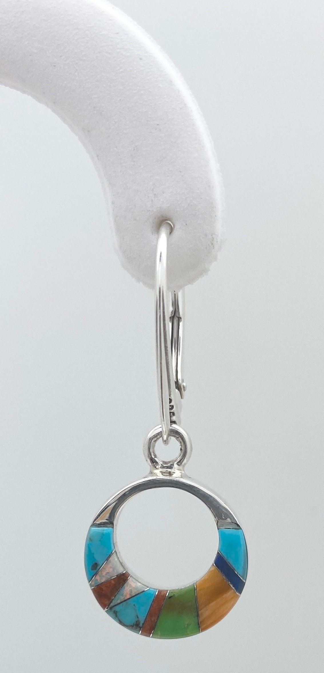 Inlayed open circle earring