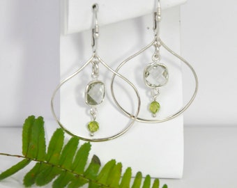 Hoop Dangle Earrings in Sterling Silver