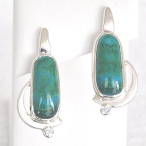 Chrysocolla and Sterling Silver One of a Kind Earrings