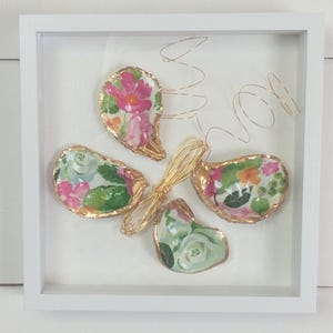 Decoupaged Oyster Shell Butterfly Art, Coastal Wall Decor