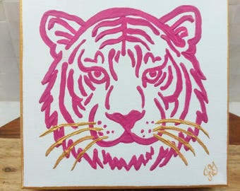 Tiger Mascot Painting for College or University Dorm, High School Graduation Art Gift