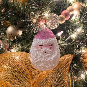 Hand-painted Oyster Shell Santa Claus Pinkmas Ornament Handpainted Oyster Shell, Christmas Decoration, Southern Decor, Coastal Holiday Decor