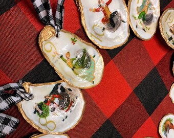 READY TO SHIP 12 Days of Christmas Oyster Shell Ornaments