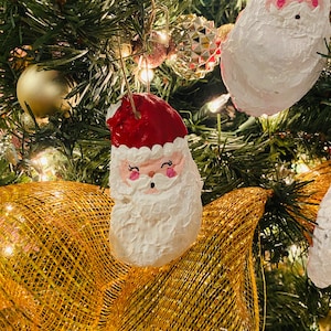 Hand-painted Oyster Shell Santa Claus Ornaments, Handpainted Real Oyster Shell, Christmas in July, Southern Decor, Coastal Holiday Decor