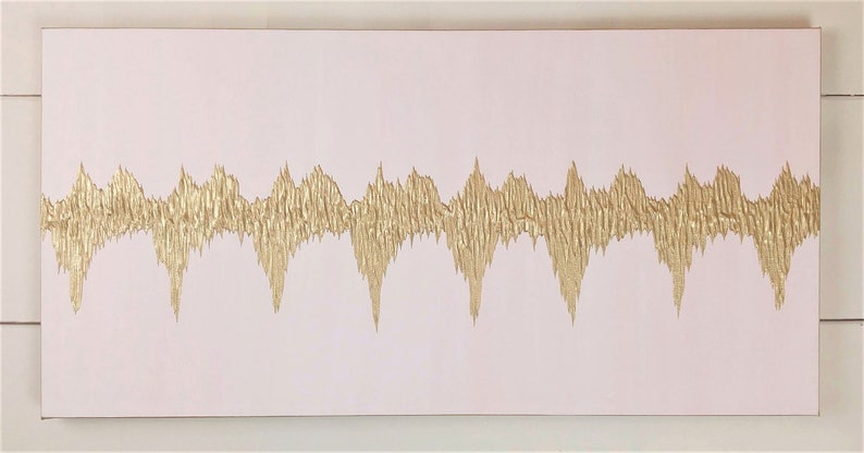 Baby Shower Gift, 8x10, Baby Heartbeat Painting, Sonogram Painting, Sound Wave Painting, Custom Abstract, Nursery Decor, Baby Gift Pink/Champagne