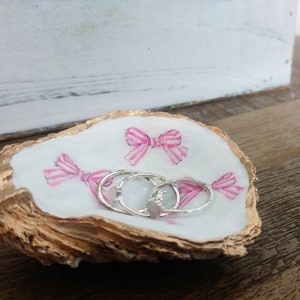 Oyster Shell Ring Trinket Coin Dish Teen Tween Jewelry Holder Bridal Shower Pretty Decoupaged Shell Bridesmaid Hostess Gift Easter Teen Gift image 5