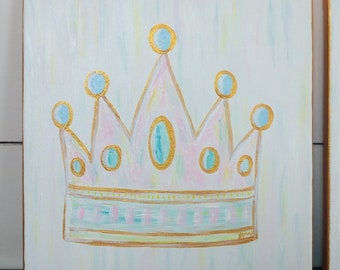 Castle, Carousel, Princess Crown Painting Toddler Room Decor, Nursery Art for Baby Girl, Artwork Little Girl's Bedroom