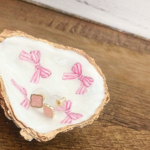 Oyster Shell Ring Trinket Coin Dish Teen Tween Jewelry Holder Bridal Shower Pretty Decoupaged Shell Bridesmaid Hostess Gift Easter Teen Gift 4