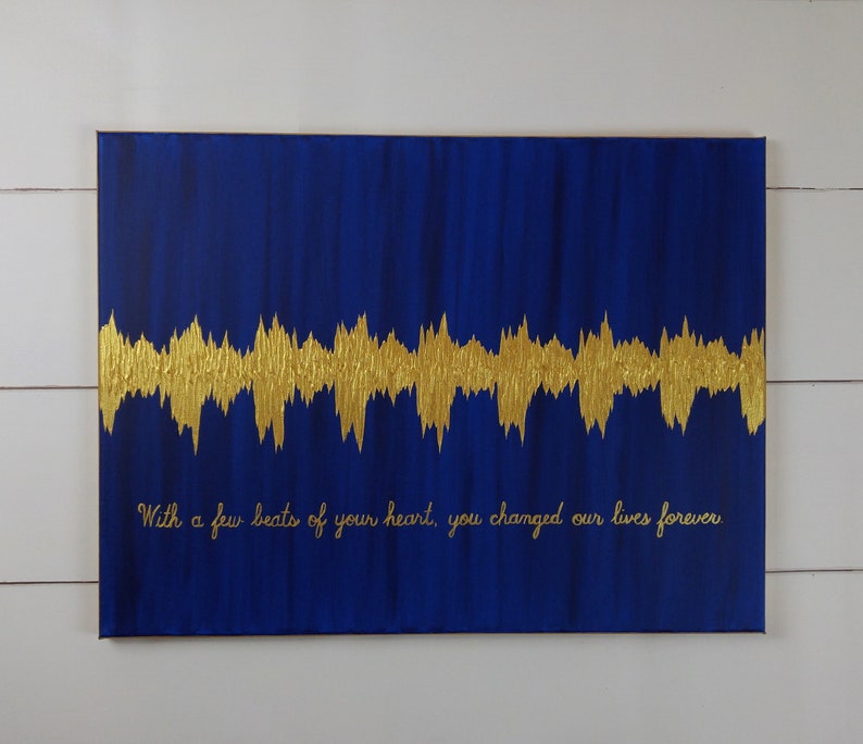 Add Personalization to Heartbeat Canvas, Name, Verse, or Quote, Baby Heartbeat Canvas Painting from Sonogram, Sound Wave Painting image 9