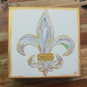 Mardi Gras Fleur De Lis Original Painting, Purple Green and Gold Decor ...