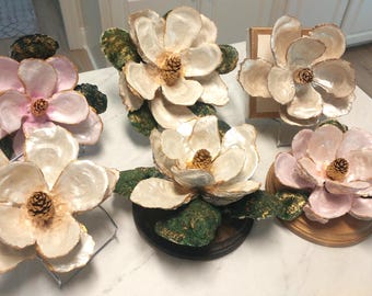 Oyster Shell Magnolia: Real Shell Bloom, Southern Decor