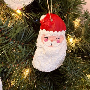 Hand-painted Oyster Shell Santa Claus Ornaments, Handpainted Real Oyster Christmas Decorations Southern Decor Coastal Holiday