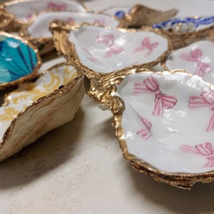 Oyster Shell Ring Trinket Coin Dish Teen Tween Jewelry Holder Bridal Shower Pretty Decoupaged Shell Bridesmaid Hostess Gift Easter Teen Gift image 9