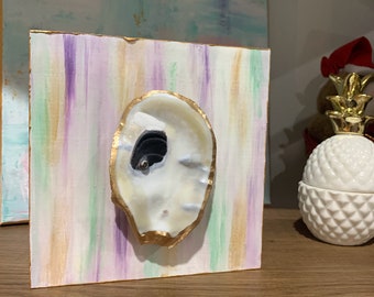 READY TO SHIP Mardi Gras Oyster Shell Painting