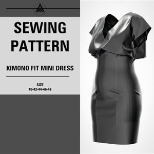 Kimono Fit Mini Dress//Intermediate Sewing top dress pattern// PDF Swing Pattern// Size XS-XL