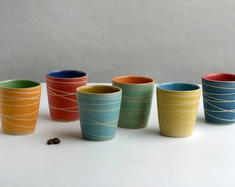 A colorful espresso cup