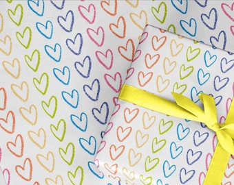 Eco Friendly rainbow hearts wrapping paper A3 eco friendly thick quality gift wrap Birthday present wrap gift wrap family general friends