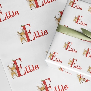 Carta da regalo con renne di Natale ROTOLI Carta da regalo personalizzata ecologica spessa di qualità Carta da regalo personalizzata per famiglia, ragazza, ragazzo, bambini PD4