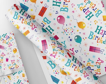 Happy Birthday wrapping paper with Balloons A3 eco friendly thick quality gift wrap paper birthday party Gift Wrap General Gift Wrap ROLL