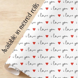 Valentines day i love you heart wrapping paper eco friendly good quality gift wrap paper Valentine gift her him Available in Metre rolls