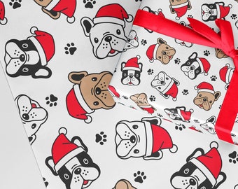 Christmas french bulldog wrapping paper A3 ROLLS eco friendly thick quality gift wrap Christmas Customised dog lover present wrap
