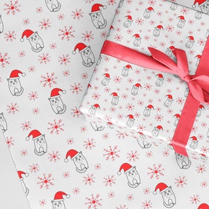 Cat and snowflakes Christmas wrapping paper A3 eco friendly thick quality gift wrap Christmas cat pet lover present wrap present