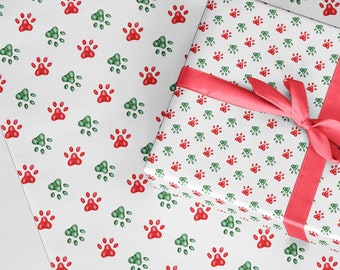 Christmas paw prints wrapping paper A3 eco friendly thick quality gift wrap Christmas dog cat pet animal lover present wrap present