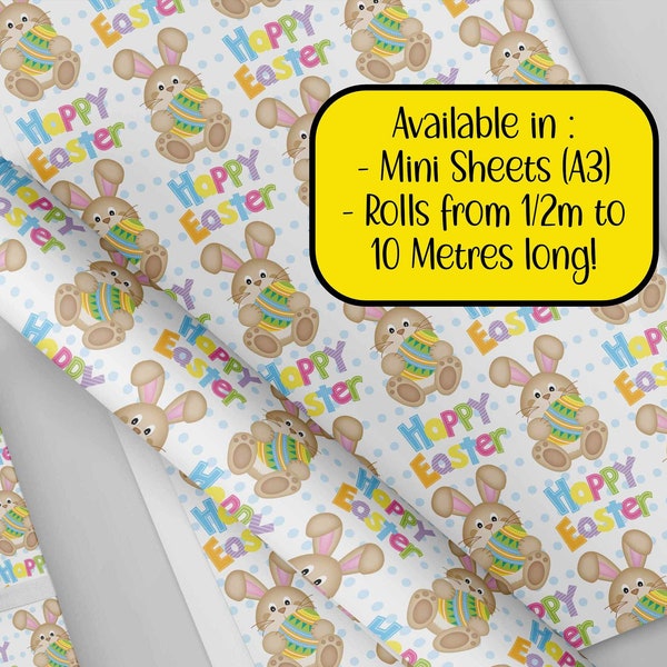 Happy Easter Bunnies wrapping paper eco friendly thick quality gift wrap paper. Happy Easter Gift Present wrap. sheets and rolls