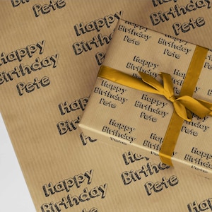 Papel de embrulho Kraft marrom. Papel de embrulho de presente personalizado com nome de idade A3 ecologicamente correto papel de embrulho de presente de qualidade grossa para aniversário dela personalizado