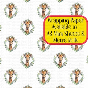 Safari Giraffe wrapping paper A3 eco friendly thick quality gift wrap daughter son New Baby Shower first birthday animals watercolour cute