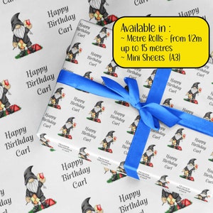 Rotoli di carta da regalo personalizzata A3 ecologica di alta qualità per arbitro di calcio Gonk, per compleanno papà lui zio amico Gnomo Personalizza